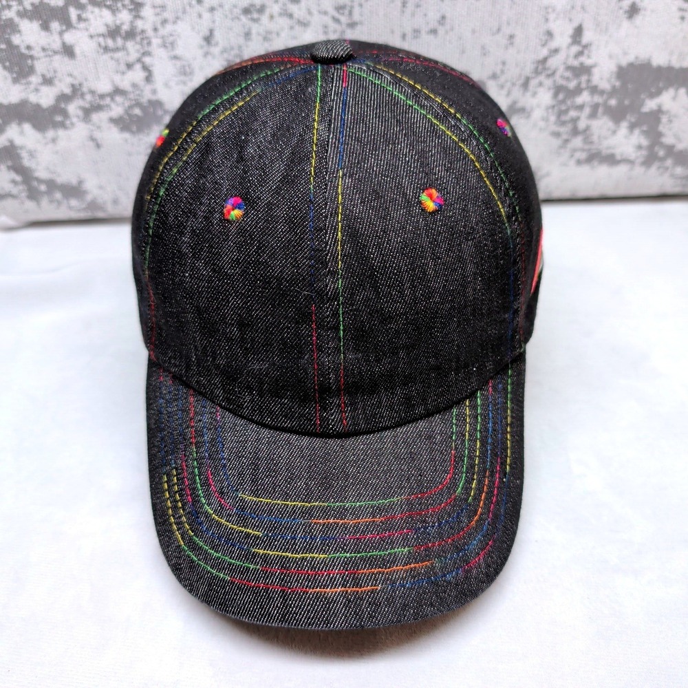 Target Black Denim Rainbow Stitch Baseball Cap Adjustable Hat 318150461